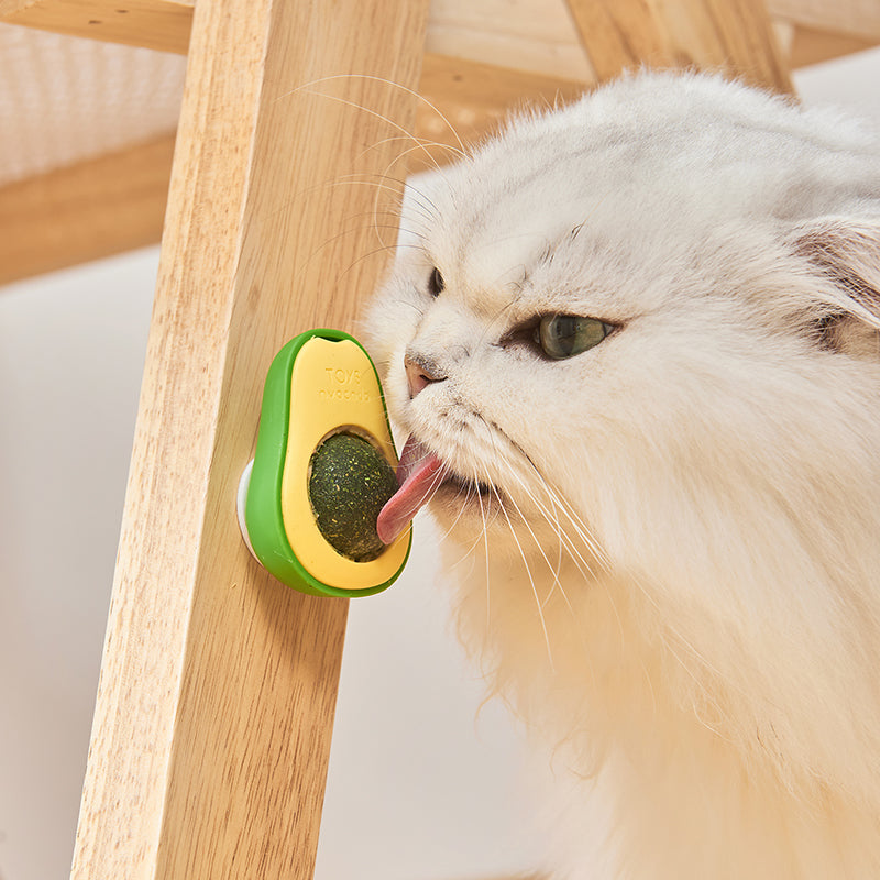 Avocado Shaped Catnip Wall Toy | Rotating Catnip Ball with Adhesive Mount for Indoor Cats & Kittens