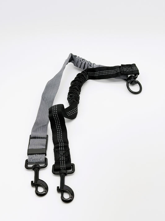 Adjustable Reflective Double Dog Leash Coupler | No-Tangle Dual Dog Splitter with Shock Absorbing Bungee