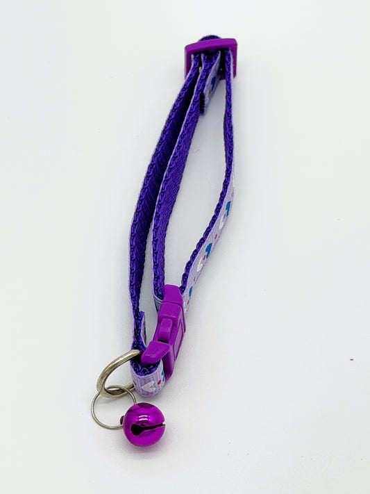 Purple Heart Cat Collar with Bell – Adjustable Breakaway Safety Collar for Cats & Kittens
