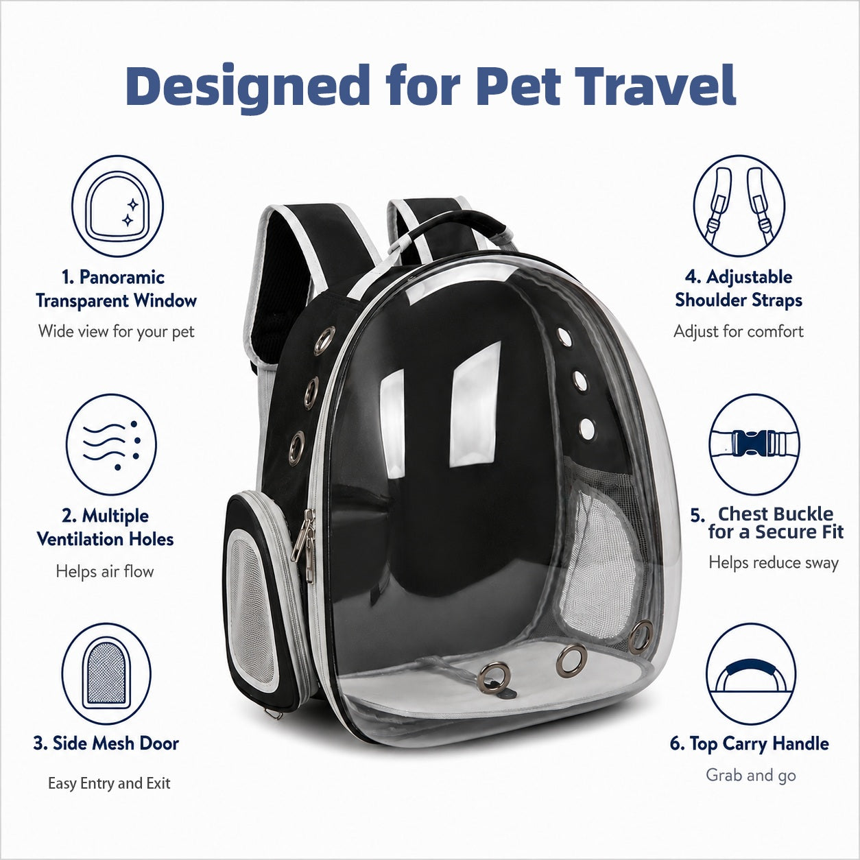 Transparent Cat & Small Dog Backpack Carrier | Airline Approved Bubble Pet Travel Backpack with Ventilation | Black, Red, Blue & Pink