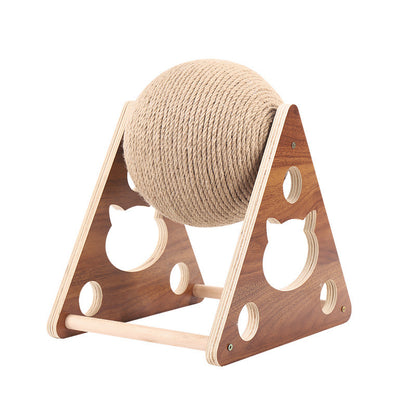 Cat Scratching Ball with Wooden Stand & Sisal Rope | Interactive Scratcher Toy for Indoor Cats & Kittens