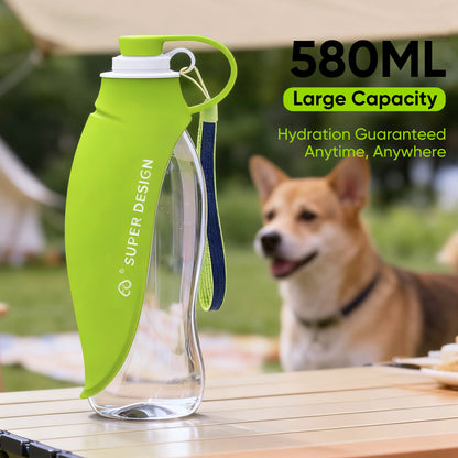 20 OZ Dog Water Bottle with Foldable Silicone Bowl | Portable Leak Proof Travel Water Bottle for Dogs
