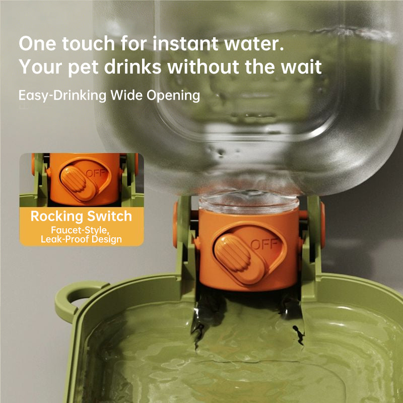 2-in-1 Foldable Dog & Cat Travel Water Bottle with Food Container | Portable Pet Water Dispenser