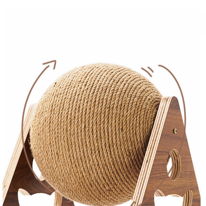 Cat Scratching Ball with Wooden Stand & Sisal Rope | Interactive Scratcher Toy for Indoor Cats & Kittens