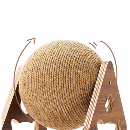 Cat Scratching Ball with Wooden Stand & Sisal Rope | Interactive Scratcher Toy for Indoor Cats & Kittens