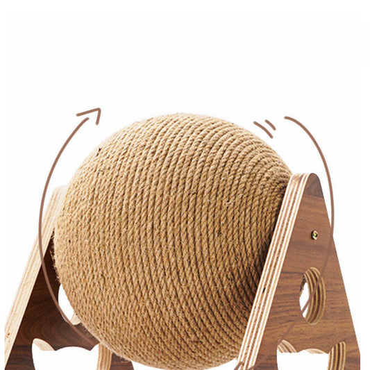 Cat Scratching Ball with Wooden Stand & Sisal Rope | Interactive Scratcher Toy for Indoor Cats & Kittens