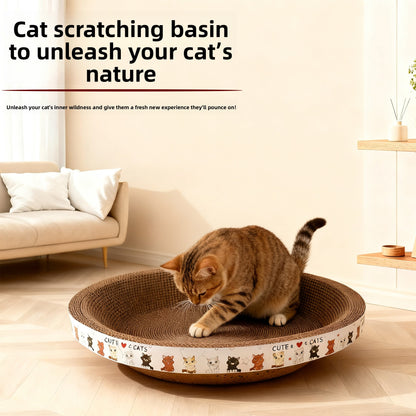 17-Inch Bowl Shaped Corrugated Cat Scratcher Bed | Durable Cardboard Cat Scratch Lounge | Large Cat Scratching Pad & Sleeping Toy
