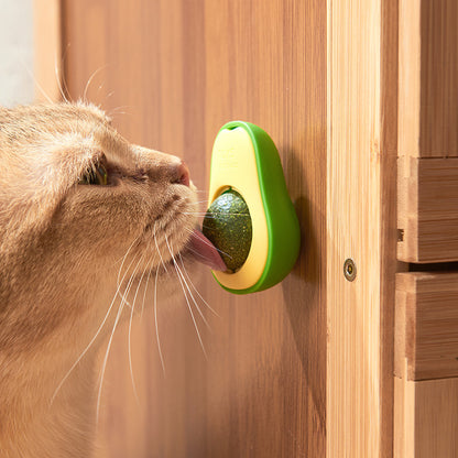 Avocado Shaped Catnip Wall Toy | Rotating Catnip Ball with Adhesive Mount for Indoor Cats & Kittens