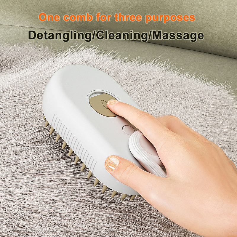 USB Rechargeable Pet Spray Grooming Brush | Self-Cleaning Dog & Cat Massage Brush with Mist Spray