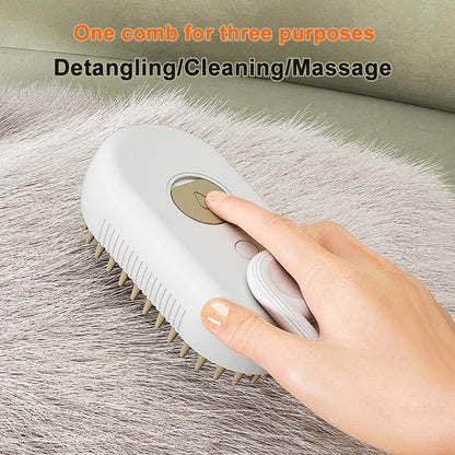USB Rechargeable Pet Spray Grooming Brush | Self-Cleaning Dog & Cat Massage Brush with Mist Spray