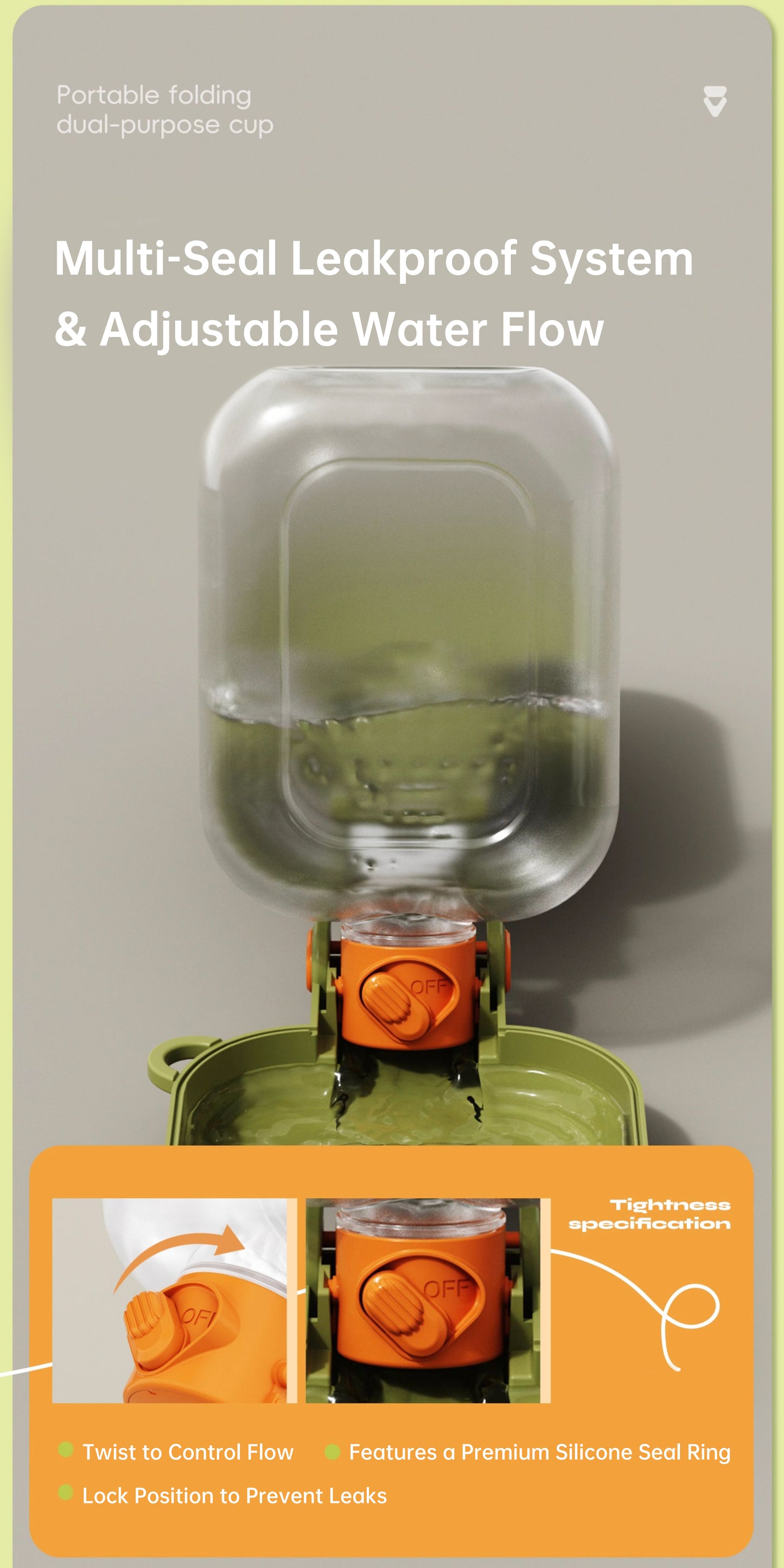 2-in-1 Foldable Dog & Cat Travel Water Bottle with Food Container | Portable Pet Water Dispenser
