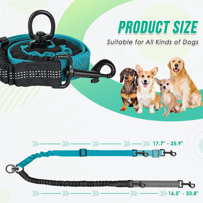 Adjustable Reflective Double Dog Leash Coupler | No-Tangle Dual Dog Splitter with Shock Absorbing Bungee