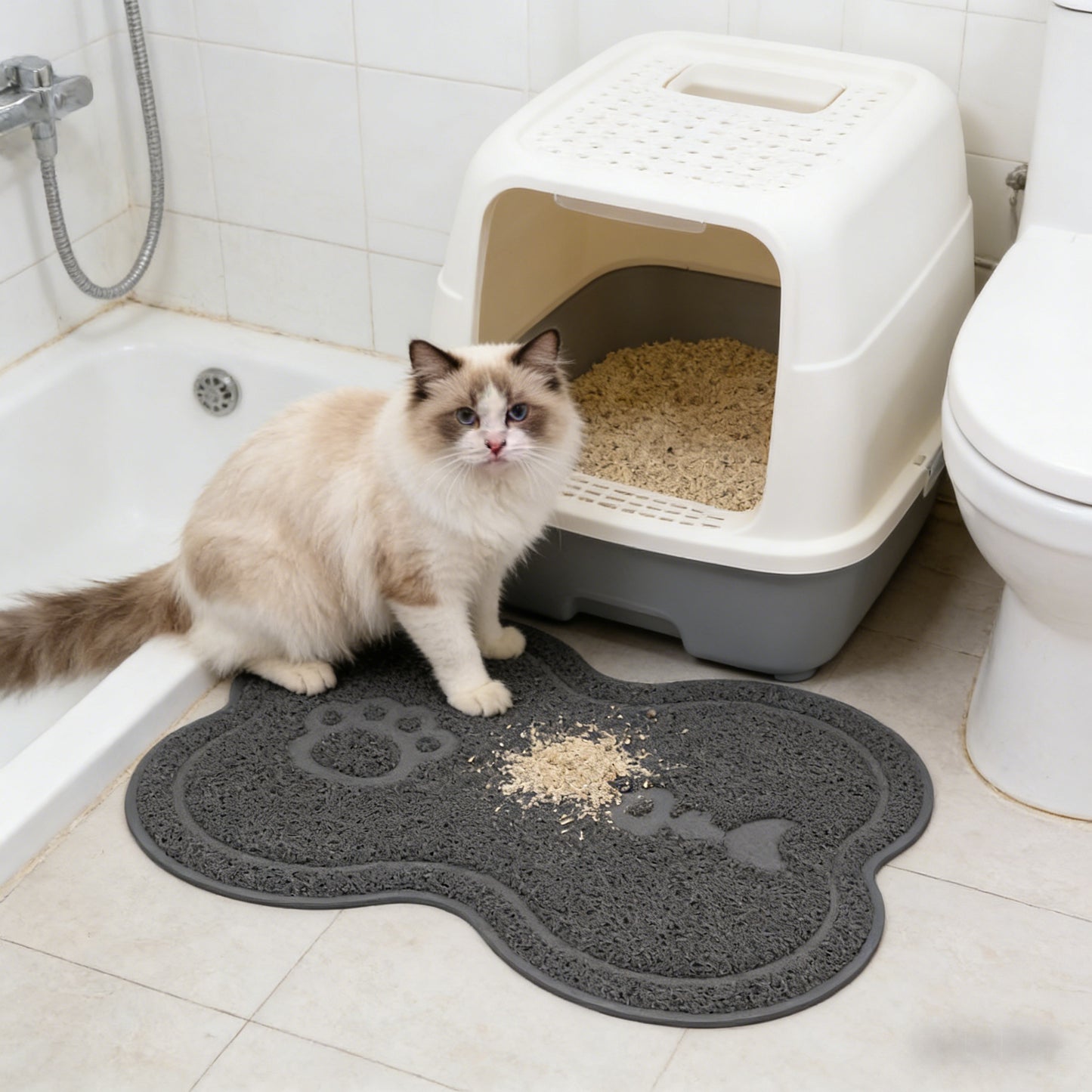 Pet Food & Litter Mat 18" x 10" | Waterproof Non-Slip Cat & Dog Feeding Mat