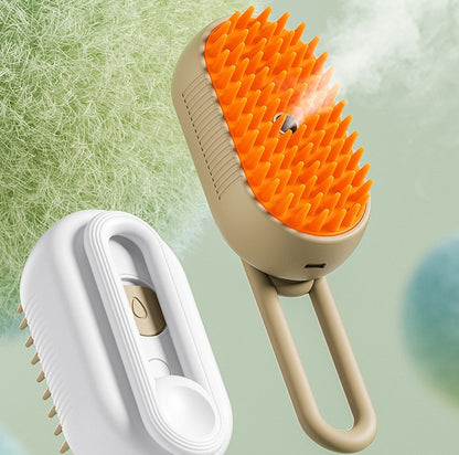USB Rechargeable Pet Spray Grooming Brush | Self-Cleaning Dog & Cat Massage Brush with Mist Spray