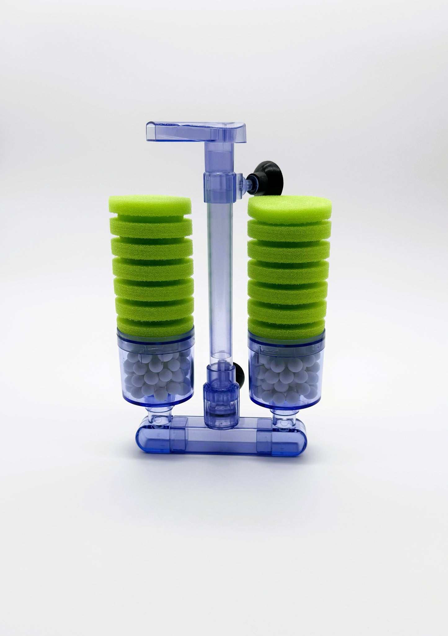 Double Sponge Bio Filter for Aquarium with Ceramic Media Balls Air Powered
