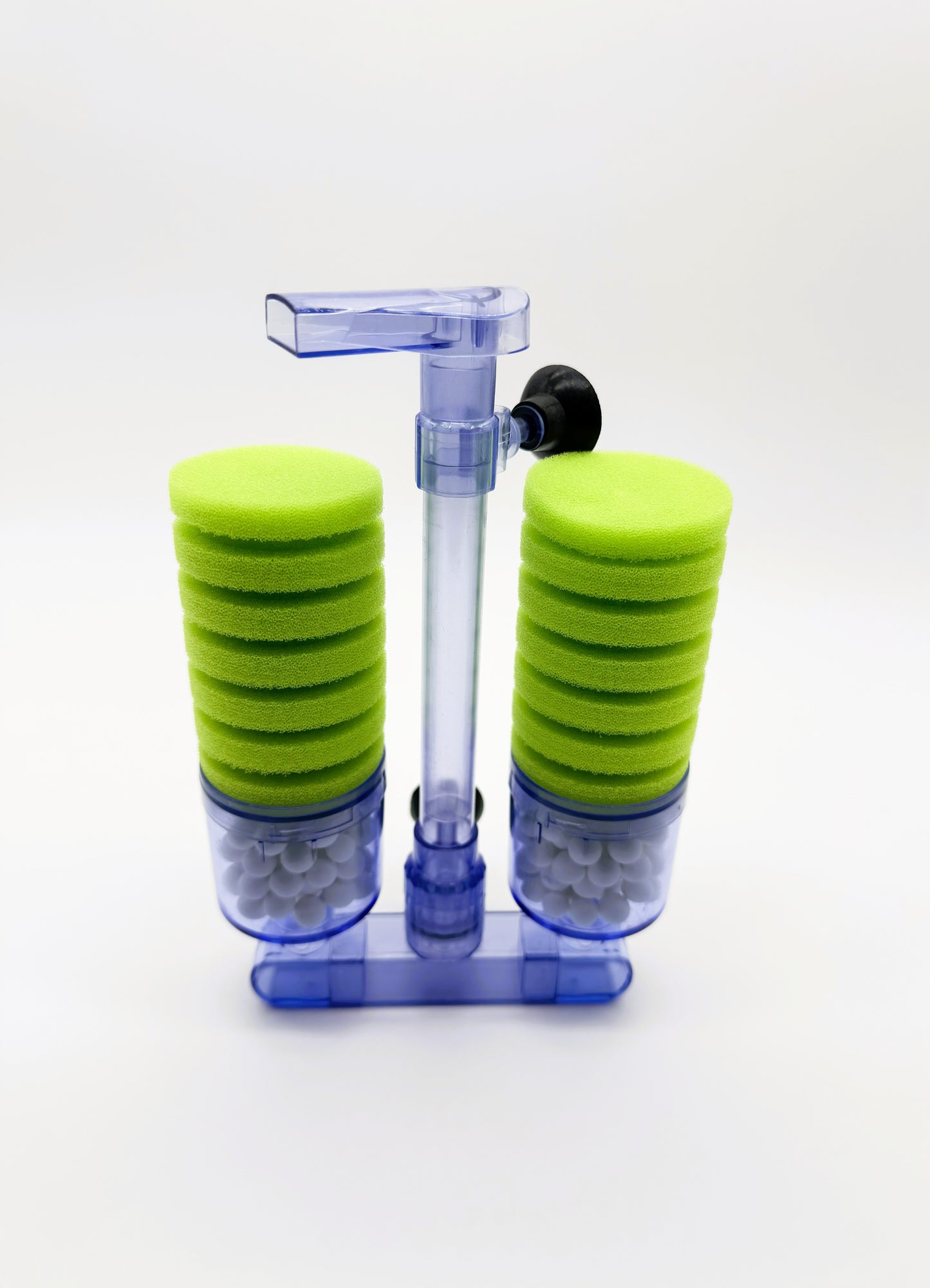 Double Sponge Bio Filter for Aquarium with Ceramic Media Balls Air Powered