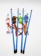4 Pack Cat Wand Teaser Toy with Feather & Bell | Interactive Wand Toys for Indoor Cats & Kittens