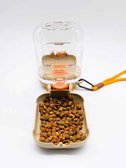 2-in-1 Foldable Dog & Cat Travel Water Bottle with Food Container | Portable Pet Water Dispenser