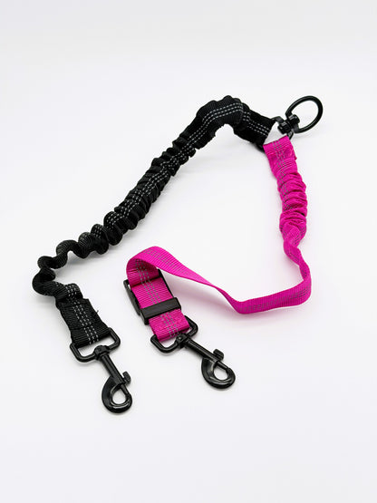 Adjustable Reflective Double Dog Leash Coupler | No-Tangle Dual Dog Splitter with Shock Absorbing Bungee