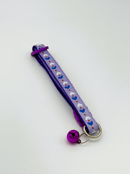 Purple Heart Cat Collar with Bell – Adjustable Breakaway Safety Collar for Cats & Kittens