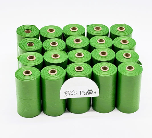BK's Paws Unscented Dog Poop Bags 300 Count (20 Rolls) | Leak Proof Waste Bags for Dog Walks