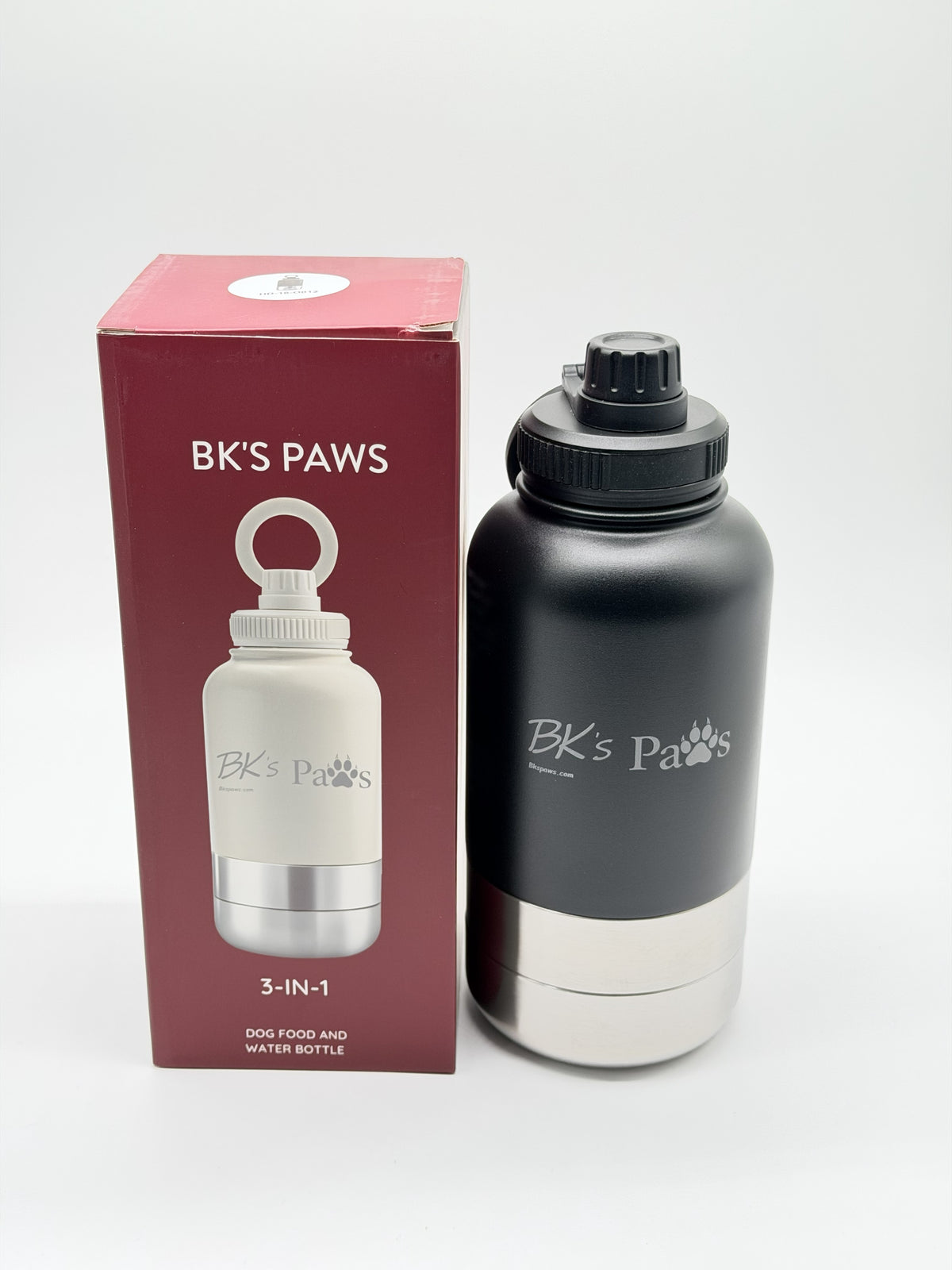 BK’s Paws 3-in-1 Insulated Travel Bottle with 2 Bowls & Phone Holder