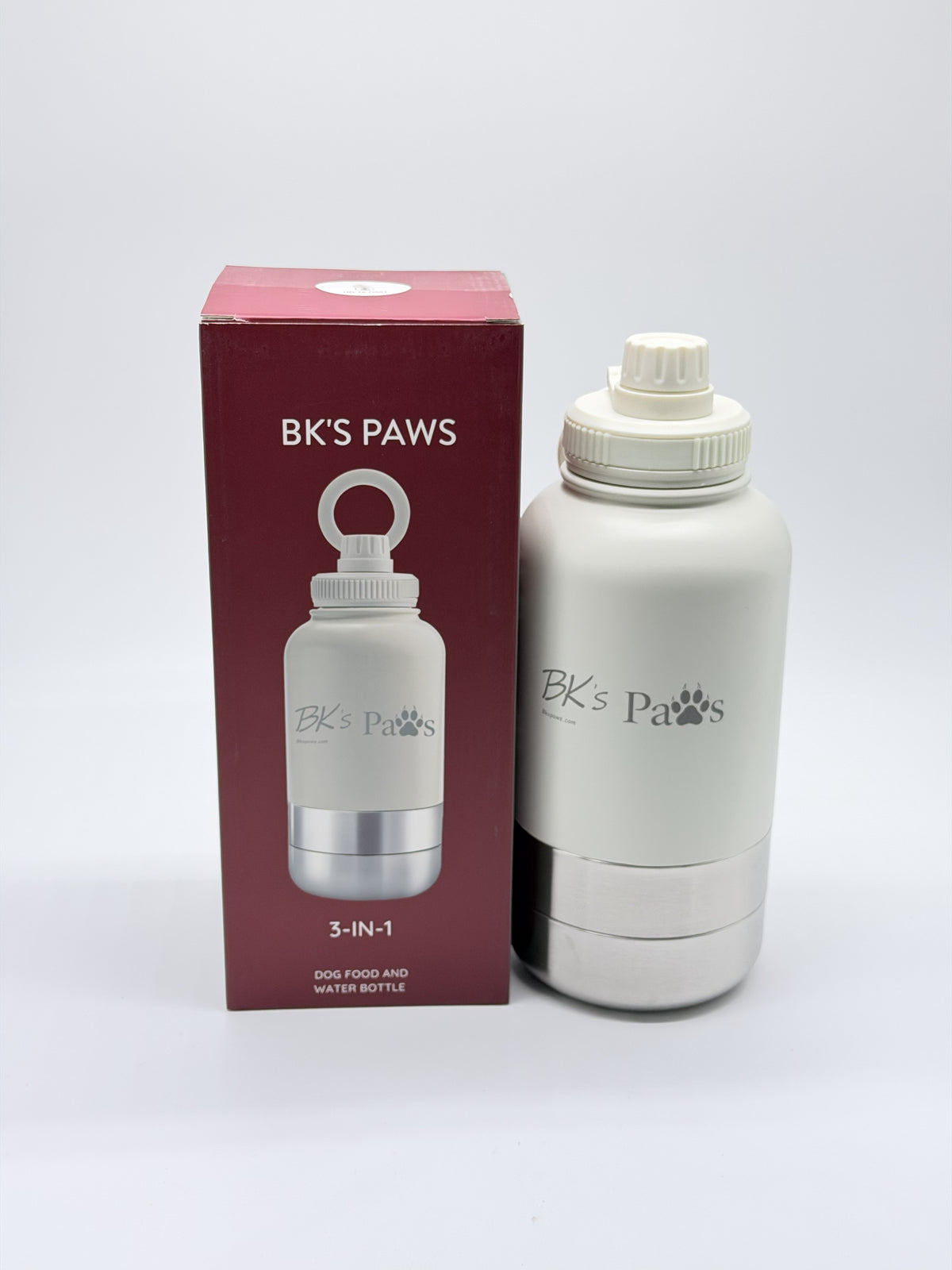 BK’s Paws 3-in-1 Insulated Travel Bottle with 2 Bowls & Phone Holder