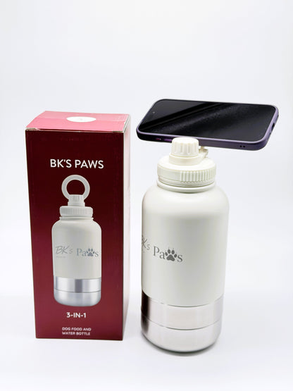 BK’s Paws 3-in-1 Insulated Travel Bottle with 2 Bowls & Phone Holder