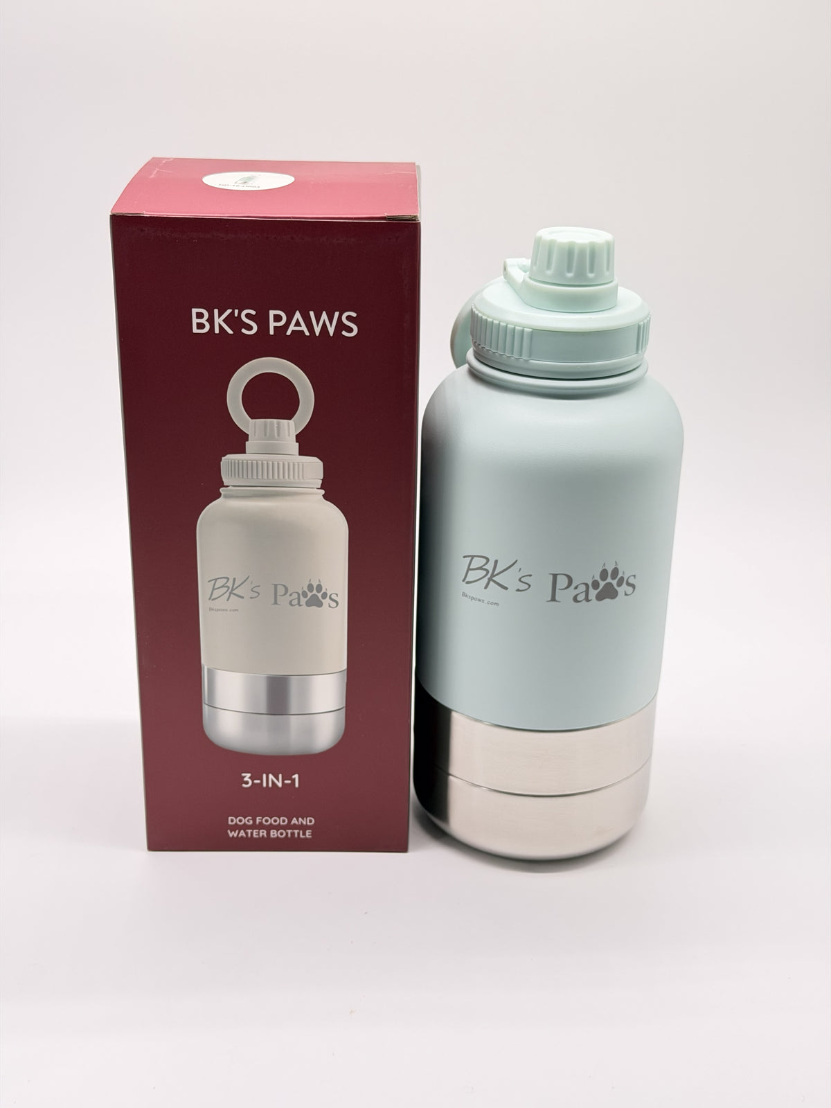 BK’s Paws 3-in-1 Insulated Travel Bottle with 2 Bowls & Phone Holder