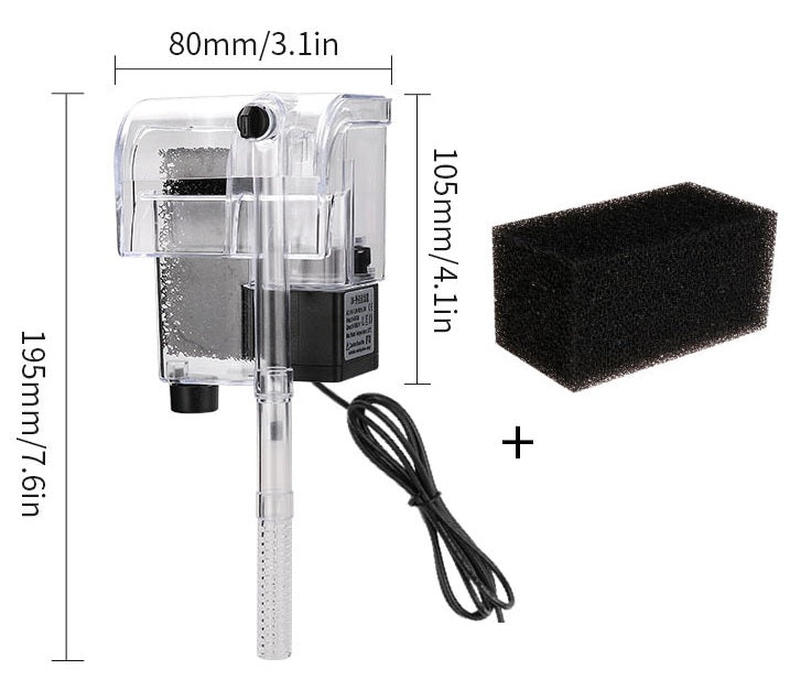 Nano Hang On Back Aquarium Filter for Betta Shrimp Small Fish Tanks
